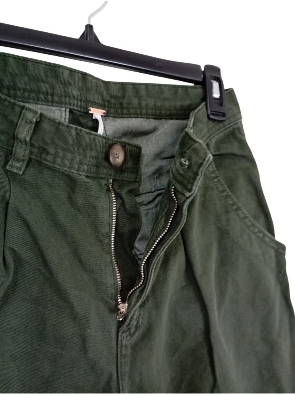 Free People Womens Green Relaxed Fit Cotton Pants Size 29 Button & Zip Closure - Picture 5 of 12